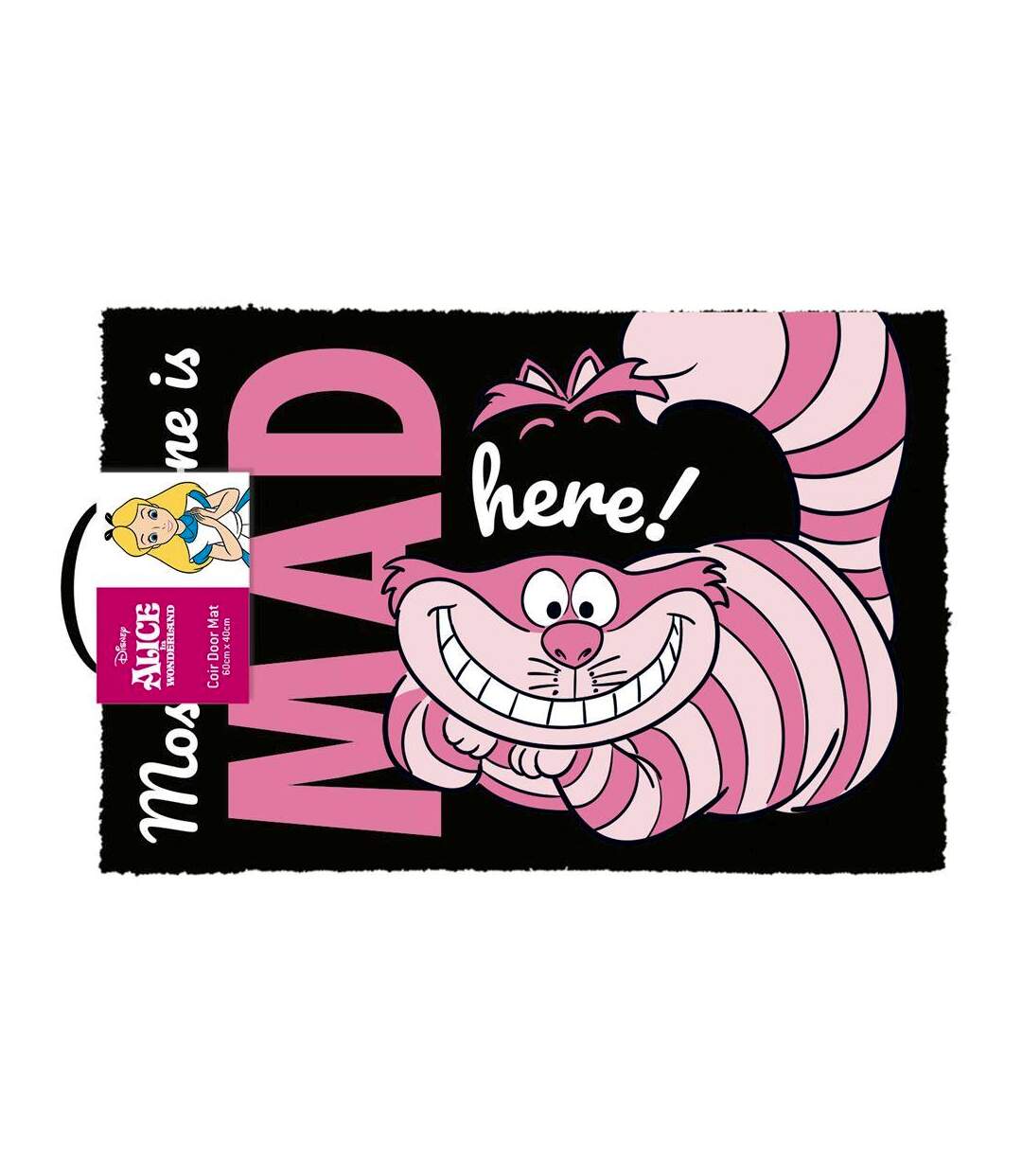 Alice In Wonderland - Paillasson WE'RE ALL MAD HERE! (Rose / Blanc / Noir) (40 cm x 60 cm) - UTPM5829