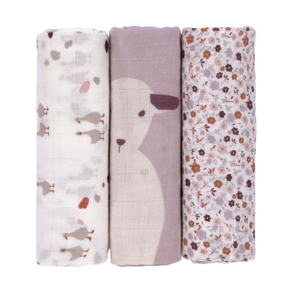 Laessig Tiny Farmer Explorer Flowers Swaddle 3 Stuks