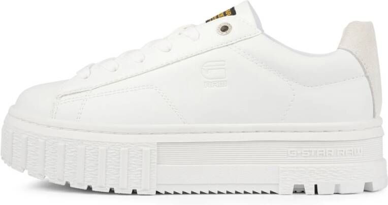 G-Star Modieuze PU Leren Sneaker met Rubberen Plateauzool White Dames
