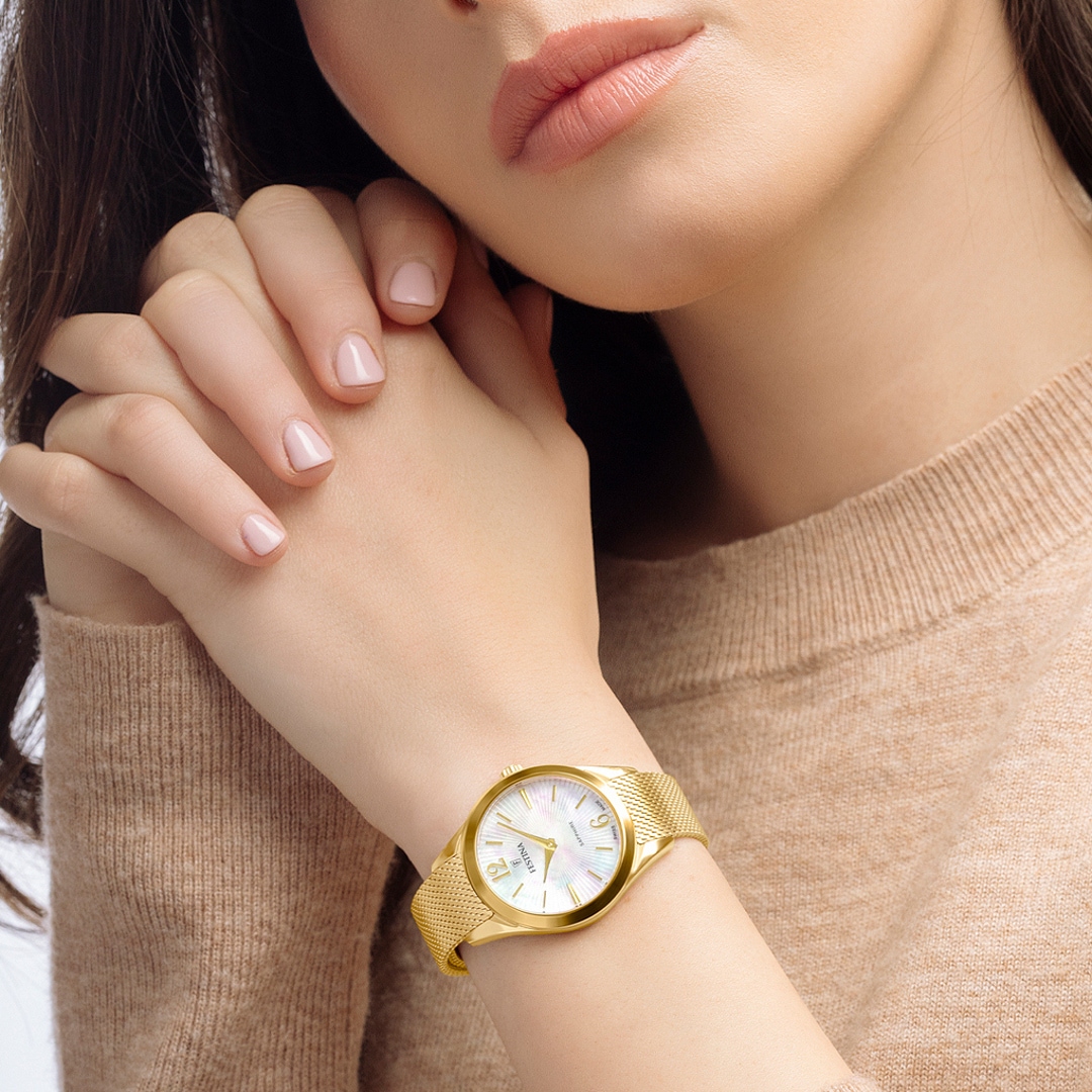 Festina Swiss Grace Goldig / Perlmutt 32mm