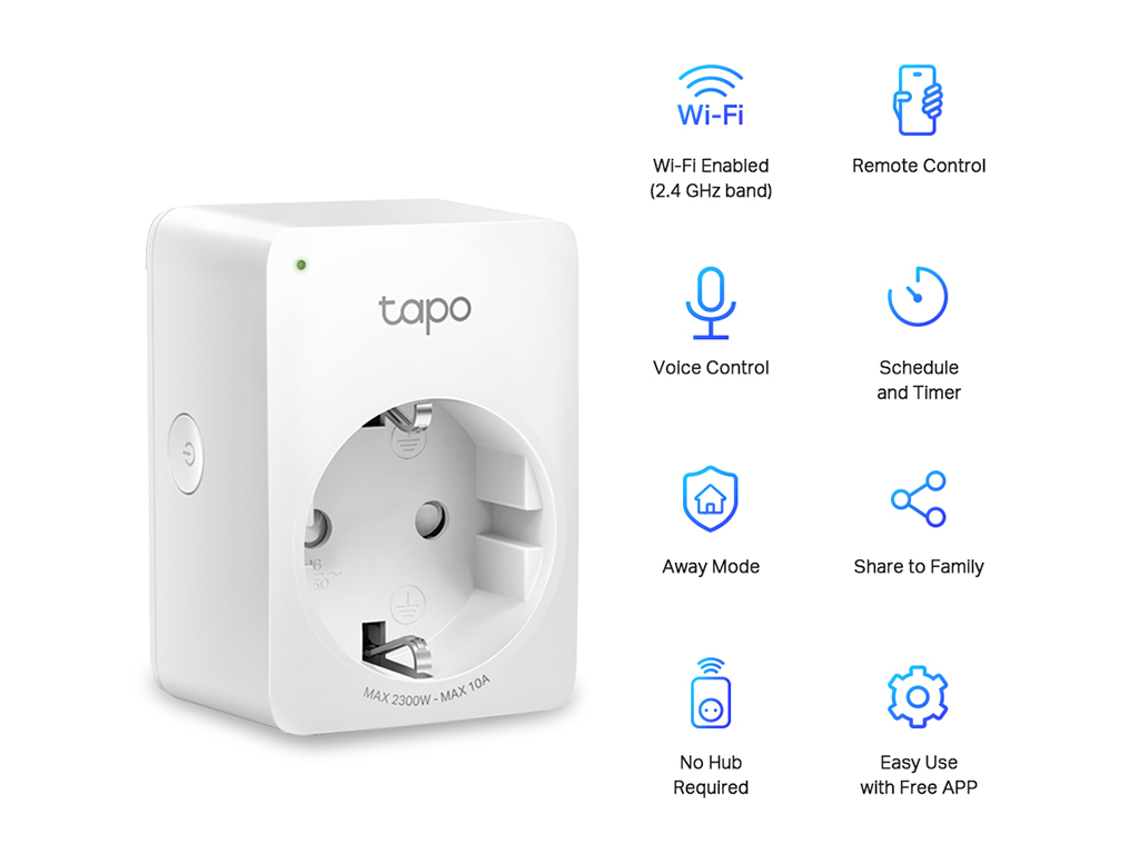TOMADA SMART TP-LINK 2300W 10A TAPO-P100 PACK 2