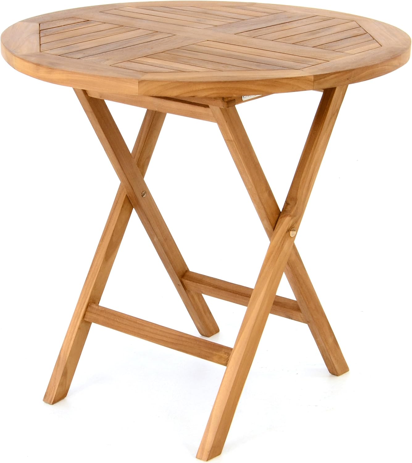 Divero runder Gartentisch ALASSIO aus Teak Holz - klappbar – Farbe: Natur-Braun SY7722953