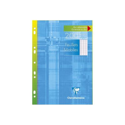 Clairefontaine - feuilles simples A4 - 200 pages - grands carreaux (Seyes) - perforées