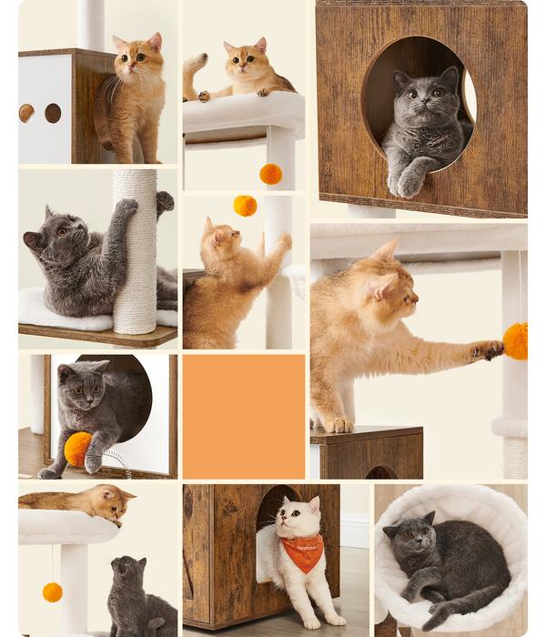 Feandrea Kratzbaum mit Katzenklo-Schrank,