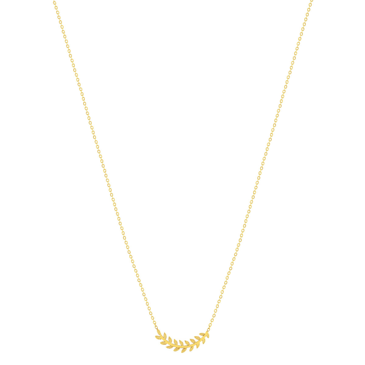 Collier acier doré feuilles 45 cm