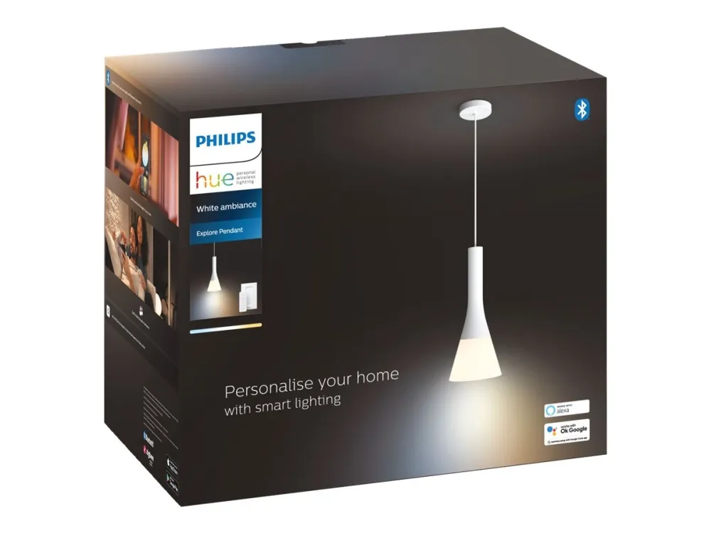 Philips Hue White ambiance Explore - Vedhængslampe - LED-lyspære - E27 - 6 W (tilsvarende 60 W) - klasse F - dagslys til varmtlys - 2200-6500 K - hvid