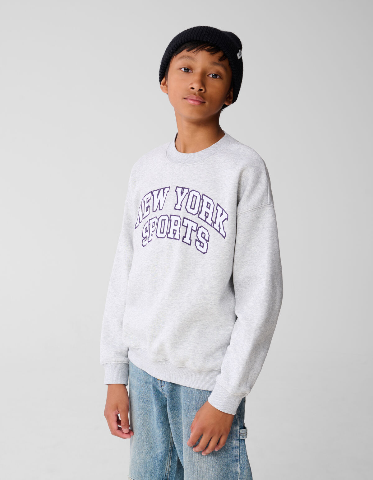 New York Artwork Sweater Lichtgrijs