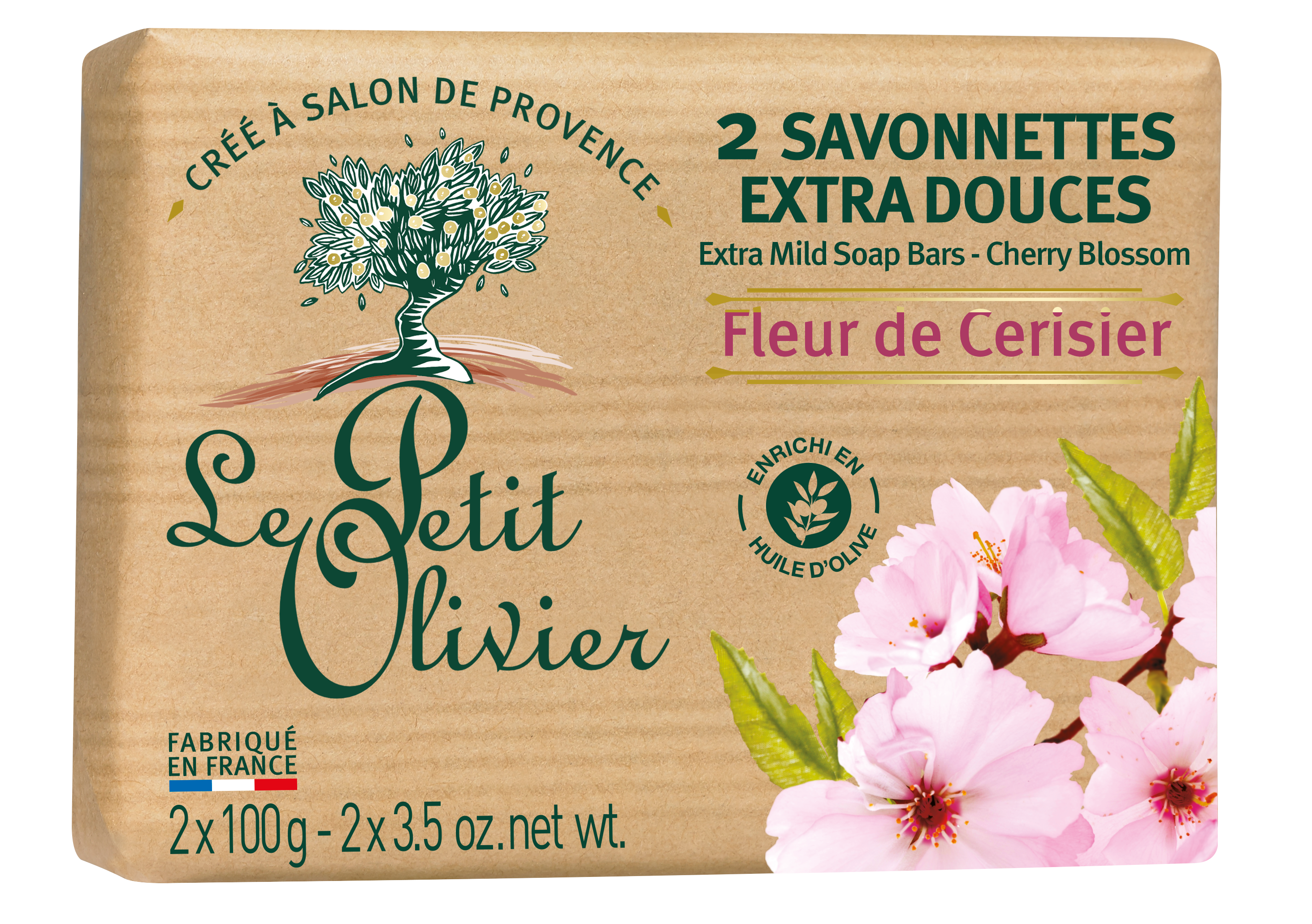 LE PETIT OLIVIER savonnettes<br>2 × 100 g, fleur de cerisier