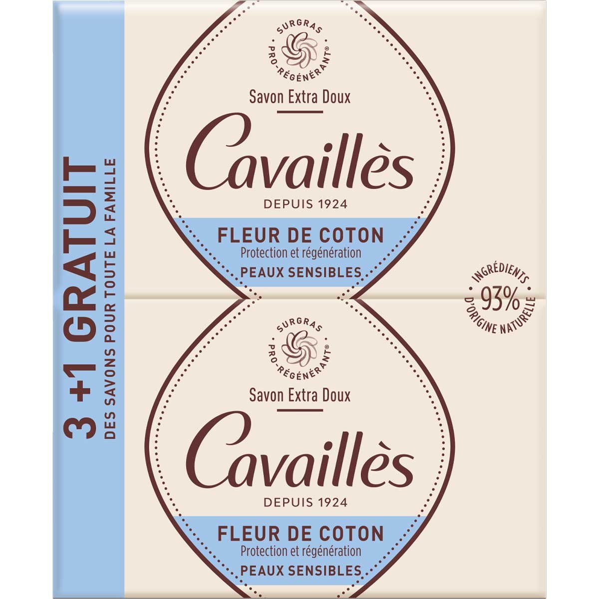 Rogé Cavaillès - Savons solides - Fleur de coton - 4 x 250 g