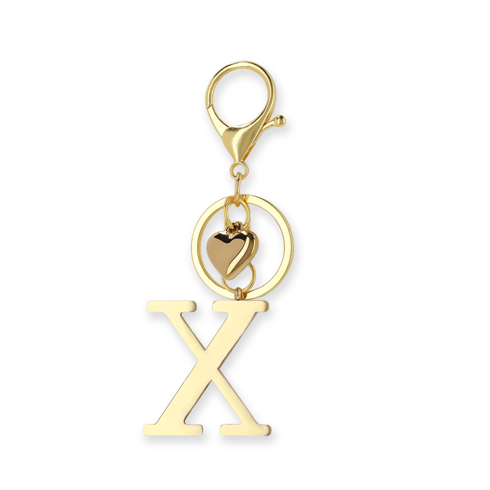 Goudkleurige bag charm letter X