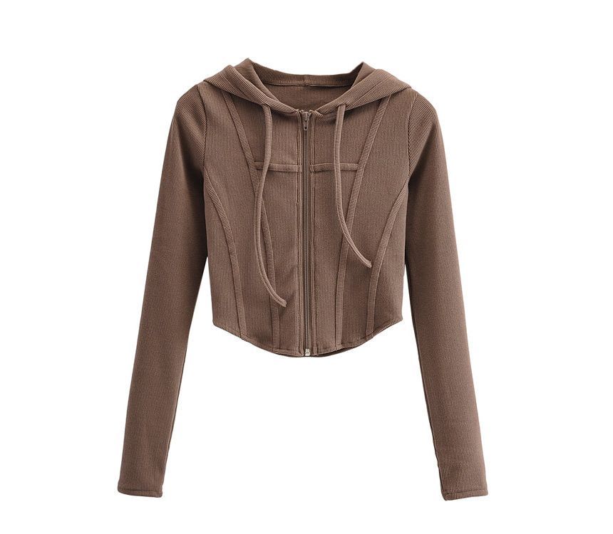 Hollahop - Effen cropped jack met capuchon en rits