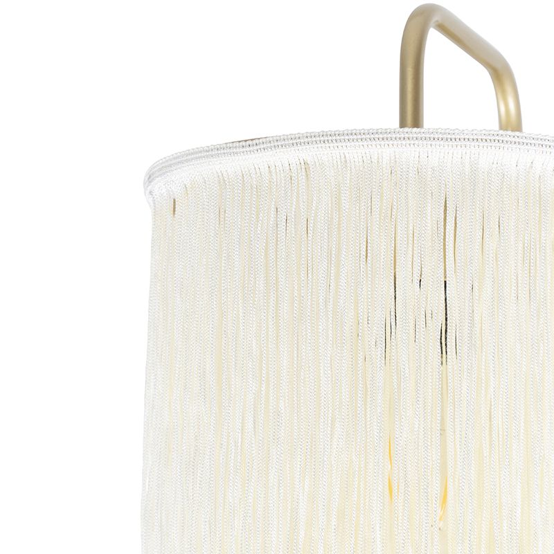 Oosterse wandlamp goud crème kap met franjes - Franxa