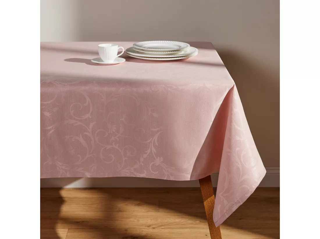 Nappe Jacquard Avenis en Polyester Rose Pâle 150x300 cm