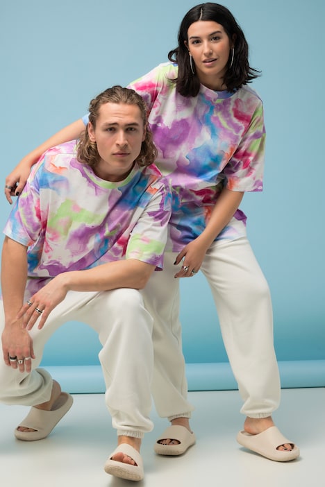 Oversize-Shirt, Farbverlauf, Rundhals, Halbarm, Unisex