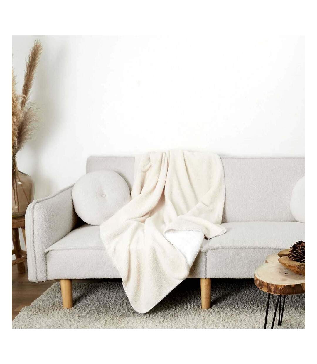 Plaid en polyester doublure sherpa Boucle 120 x 150 cm