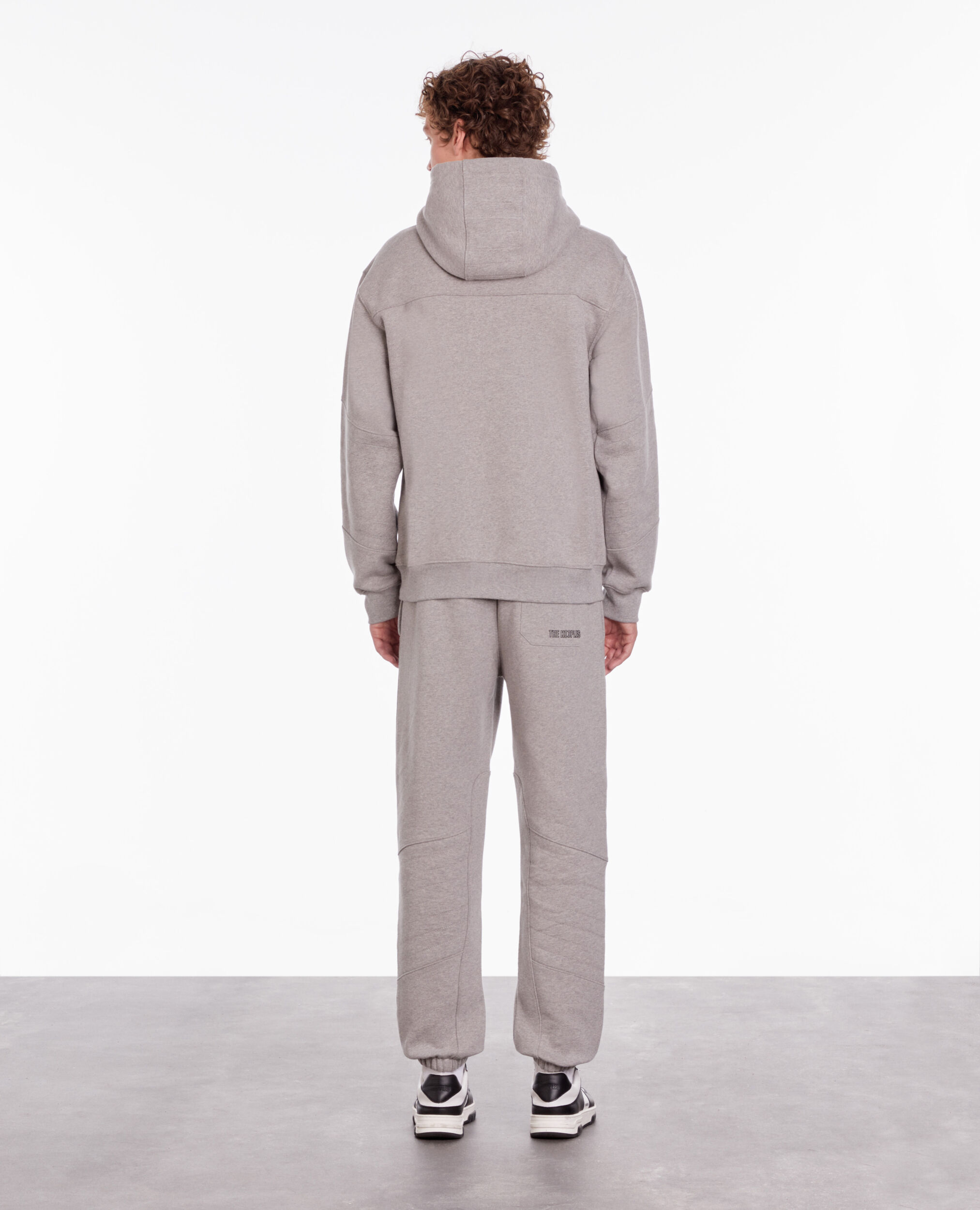 Sweatshirt biker gris à capuche
