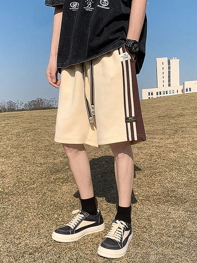 Breeson - Gestreepte shorts met wijde pijpen en trekkoordtaille
