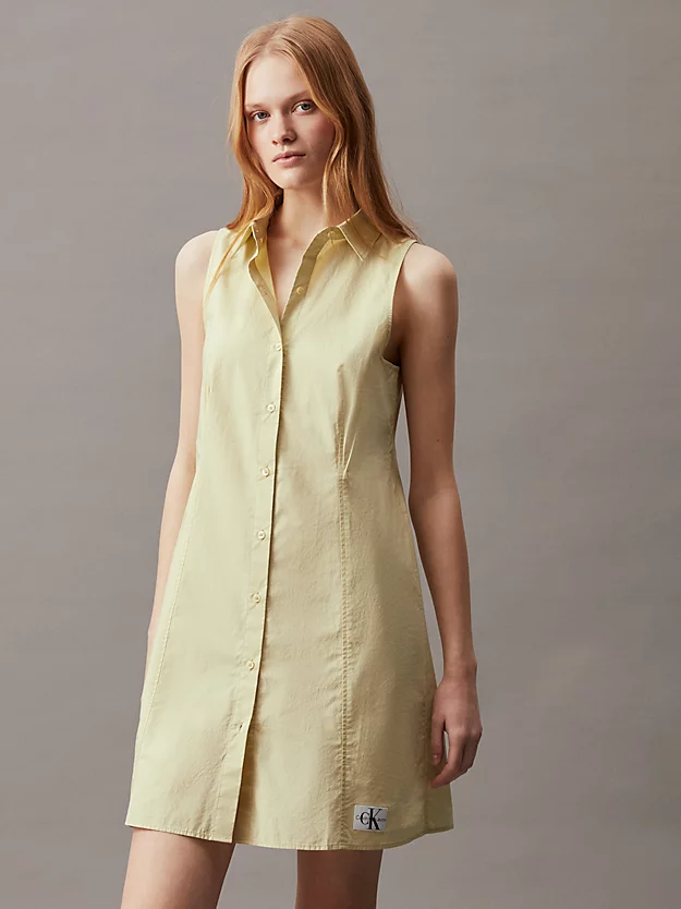 Vestido camisa de algodão sem mangas