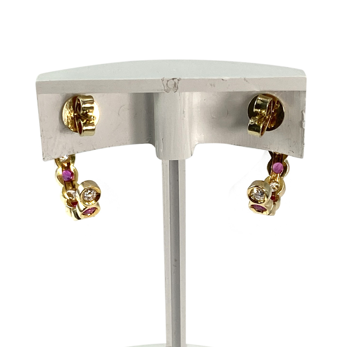 Boucles d'oreilles d'occasion or 585 jaune diamants et rubis