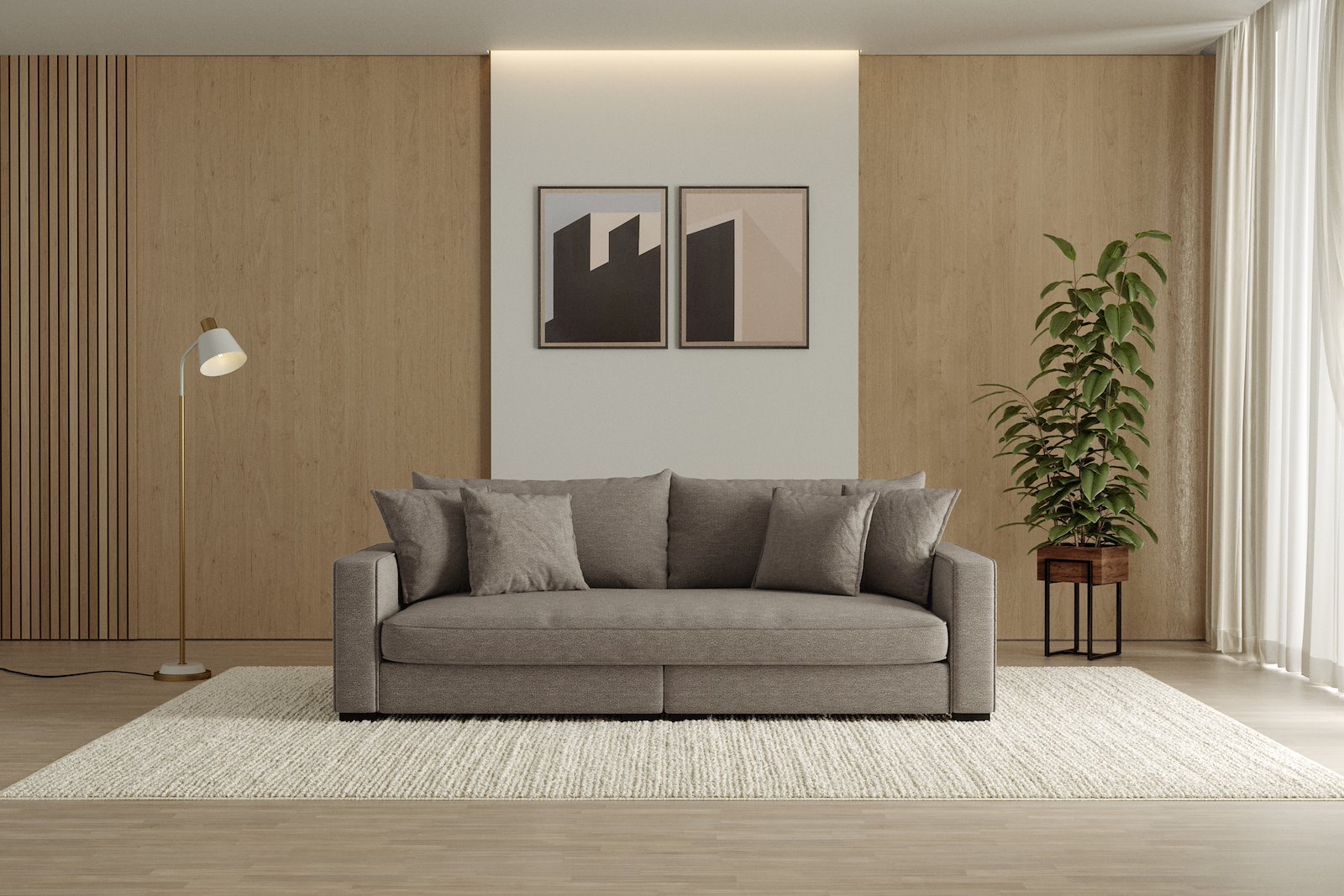 Rossi 3-seter sofa (1 setepute) Tekstil Beatto 1023 Grønn Grå, arm B med sorte ben. Std. Komfort.