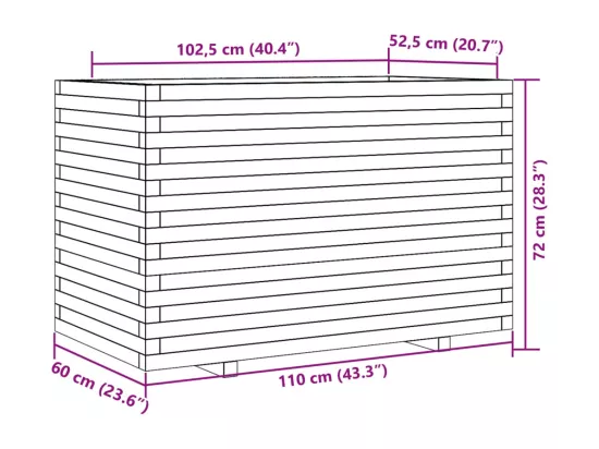 Jardinière bac lit surélevé bois marron 110 x 60 x 72 cm 02_0038444