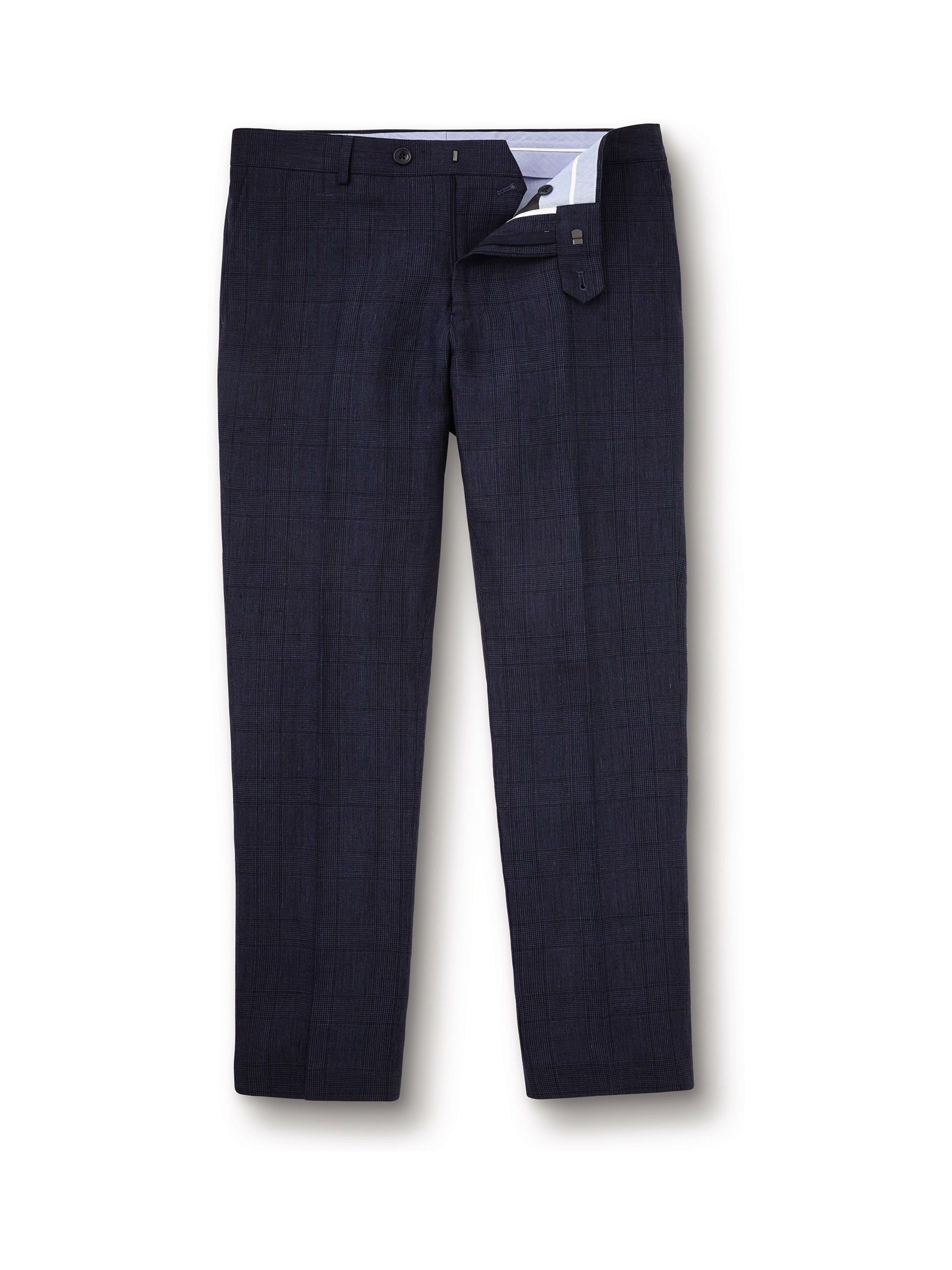 Blauw - Charles Tyrwhitt slim fit 100% linnen broek