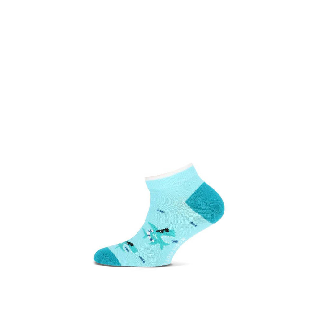 Yellow Moon sneakersokken Shark - set van 2 turquoise