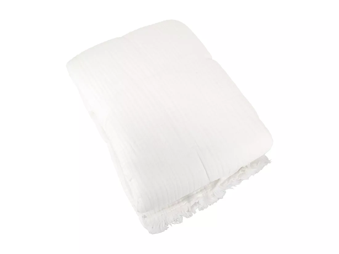 Couvre-lit 260x240 cm coton collection PAROS blanc neige
