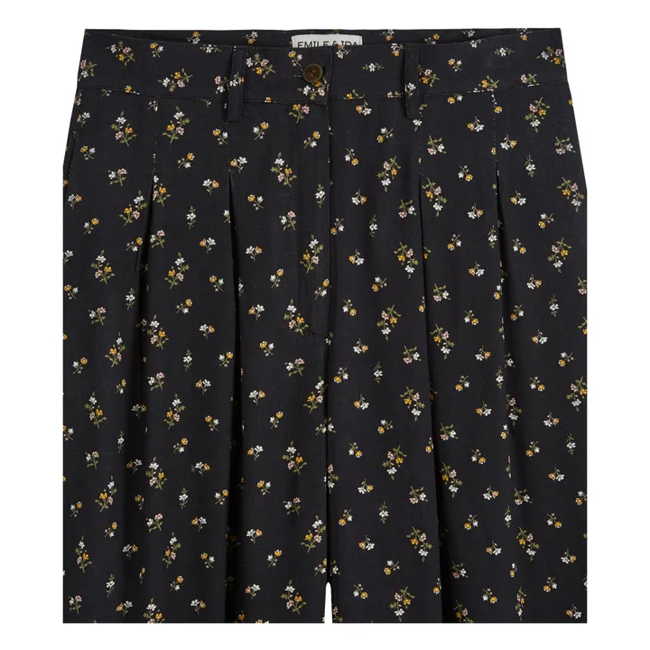 Emile et Ida Pantalon Zebu Fleurs - Collection Femme | Noir