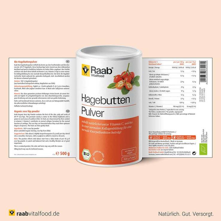 Raab Vitalfood Hagebutte Bio Pulver, 500 g
