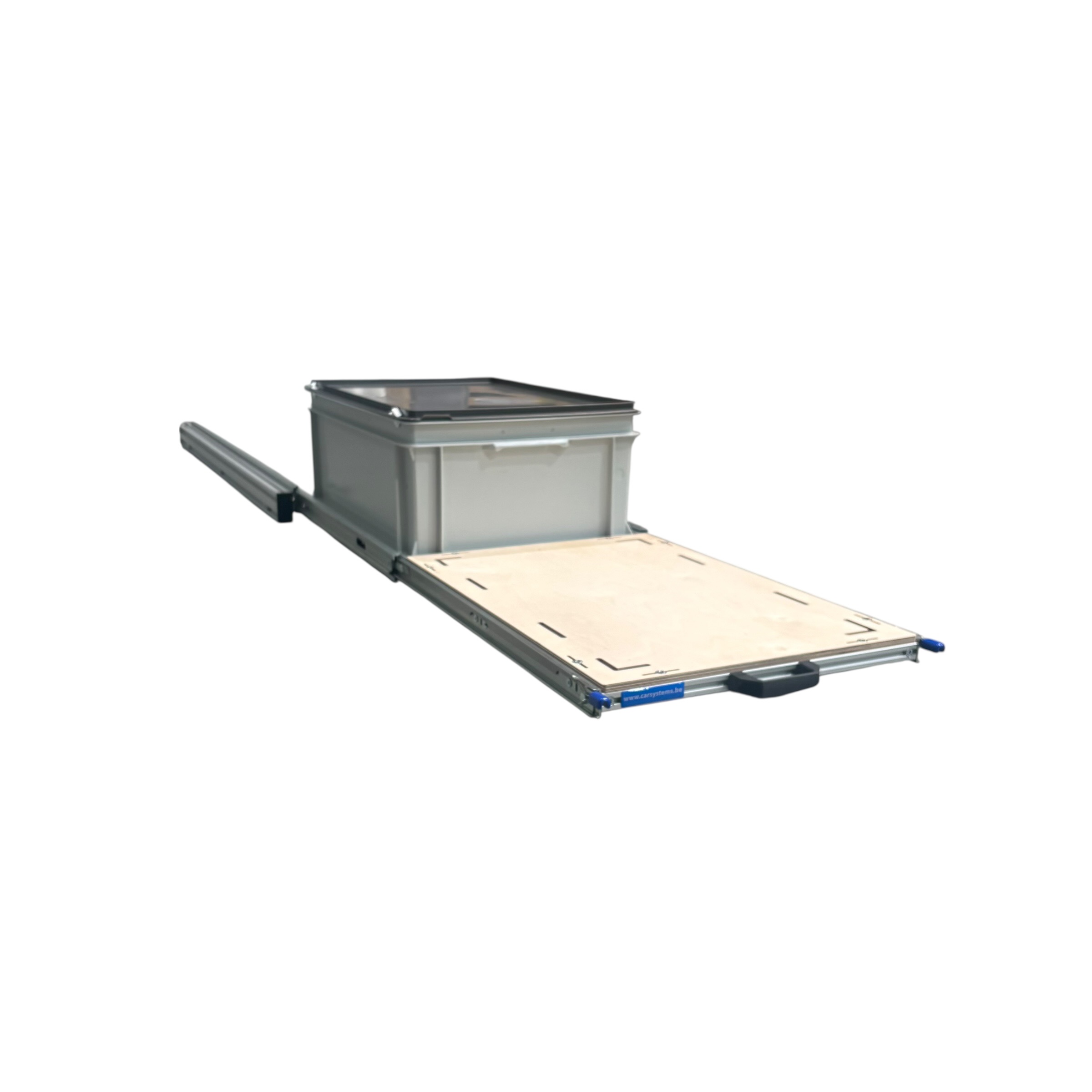 Aluminium 120 x 40 cm schuifframe met 1 gesloten bak en multiplex