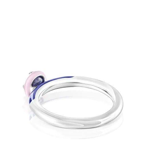 Anel TOUS Vibrant Colors em prata com sodalita e esmalte.