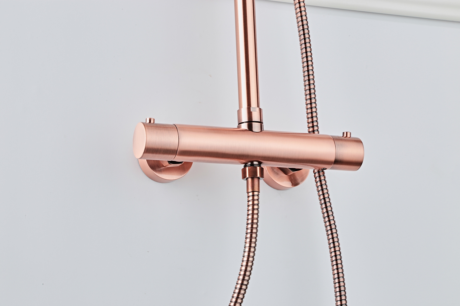 Saniclear Copper opbouw regendouche 30cm met thermostaatkraan en staafhanddouche koperkleurig