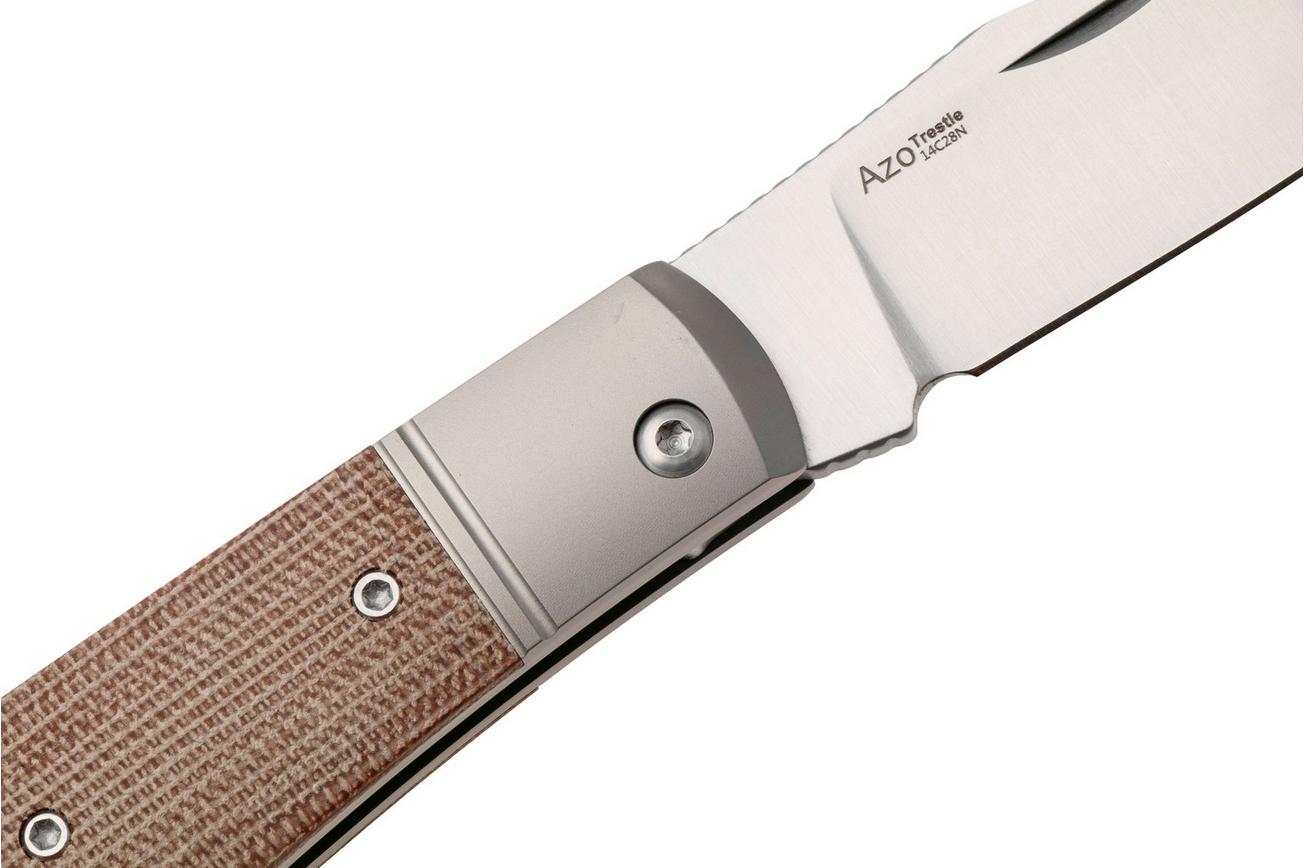 Kizer Vanguard Trestle V3761A1 Satin 14C28N, Titanium Micarta Inlay, zakmes, Azo design