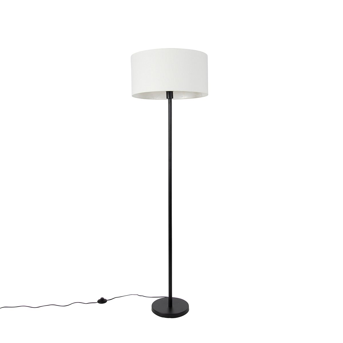 Vloerlamp zwart met kap wit 50 cm - Simplo