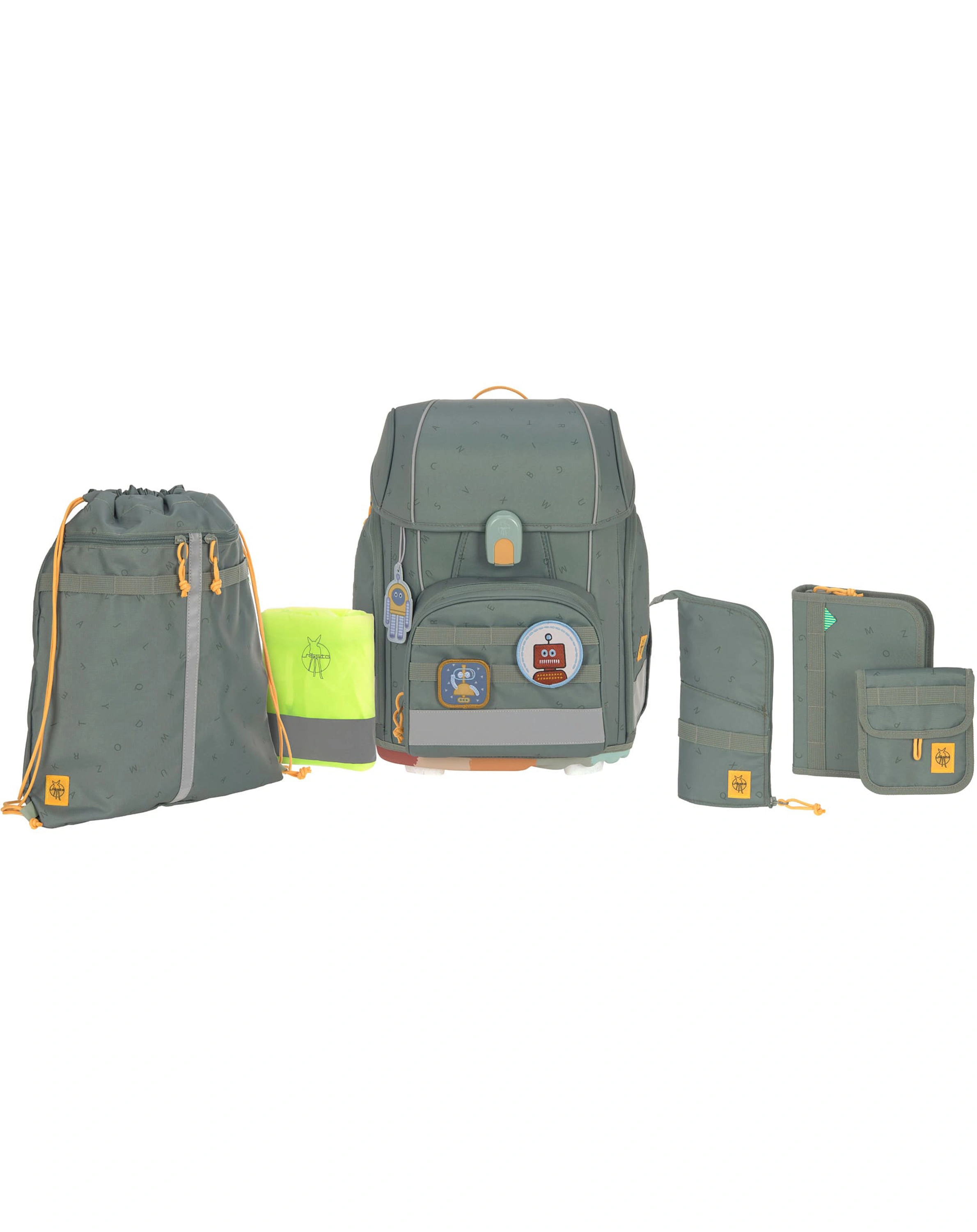 Schulranzen-Set UNIQUE (30x25x41) 9-teilig in green