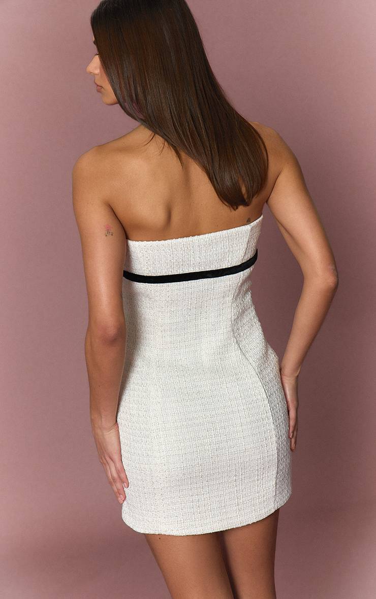 Robe Mini Bandeau En Bouclé Avec Nœud Décoratif