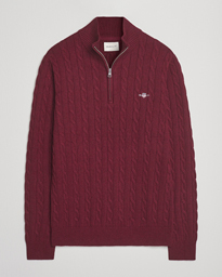 GANT Cotton Cable Half Zip Bordeaux Melange