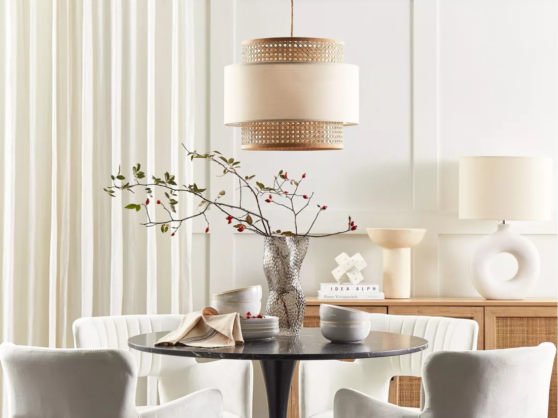 Lampe suspension YUMURI Rotin Beige clair