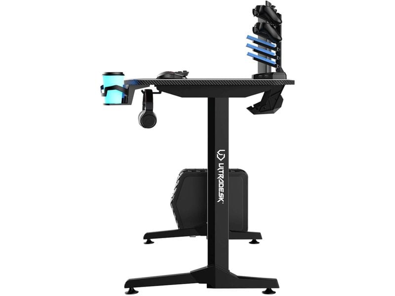 Ultradesk Gaming Tisch Frag Schwarz Stabiler Gaming-Tisch für bis zu zwei Monitore