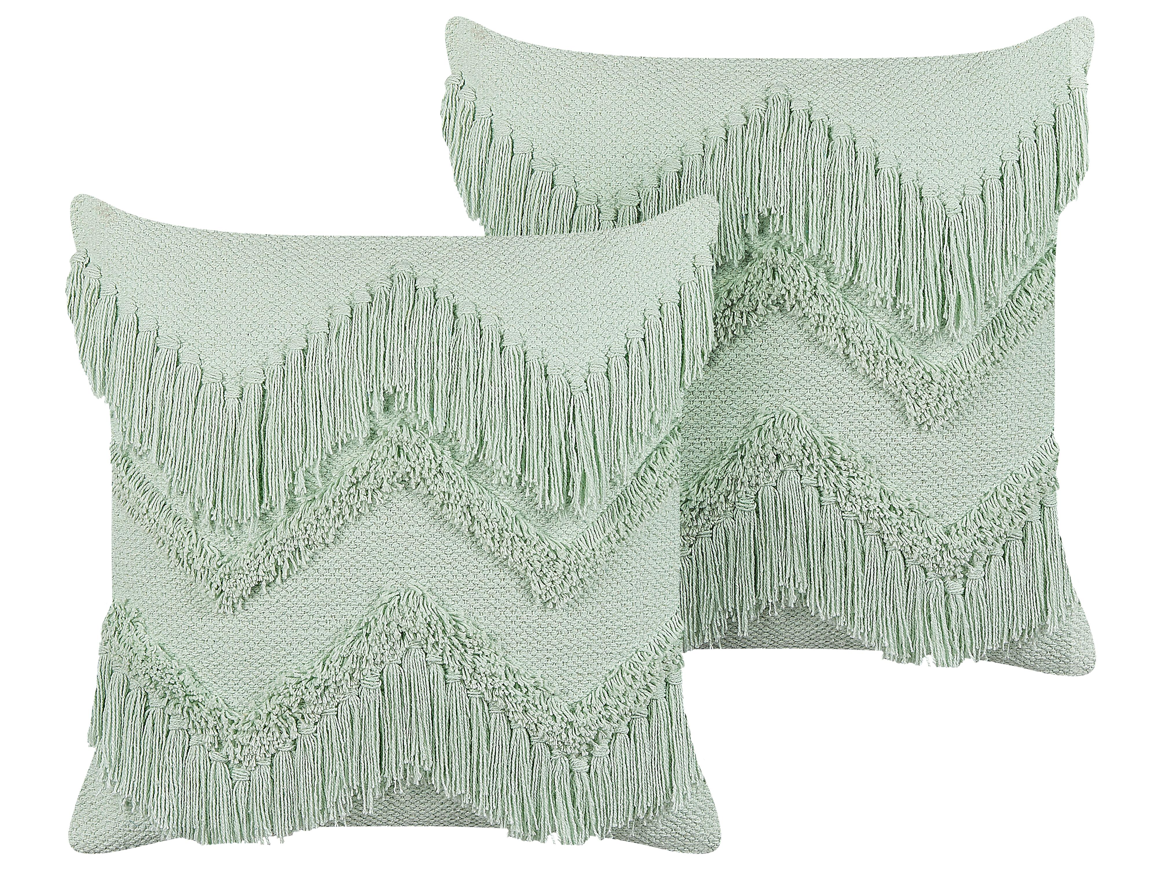 Set van 2 sierkussens BACOPA Katoen 45 x 45 cm Groen chevron patroon