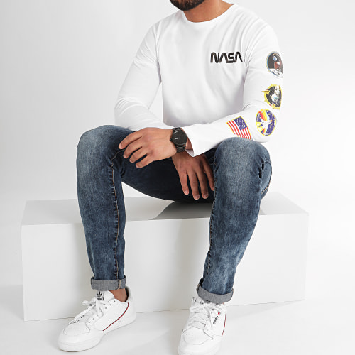 Tee Shirt Manches Longues USA Back Blanc