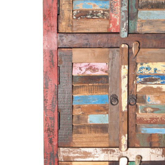 Schrank 'Jarrow' mit 8 Türen aus recyceltem Holz, T 38 cm, B 60 cm, H 190 cm von fischer's lagerhaus
