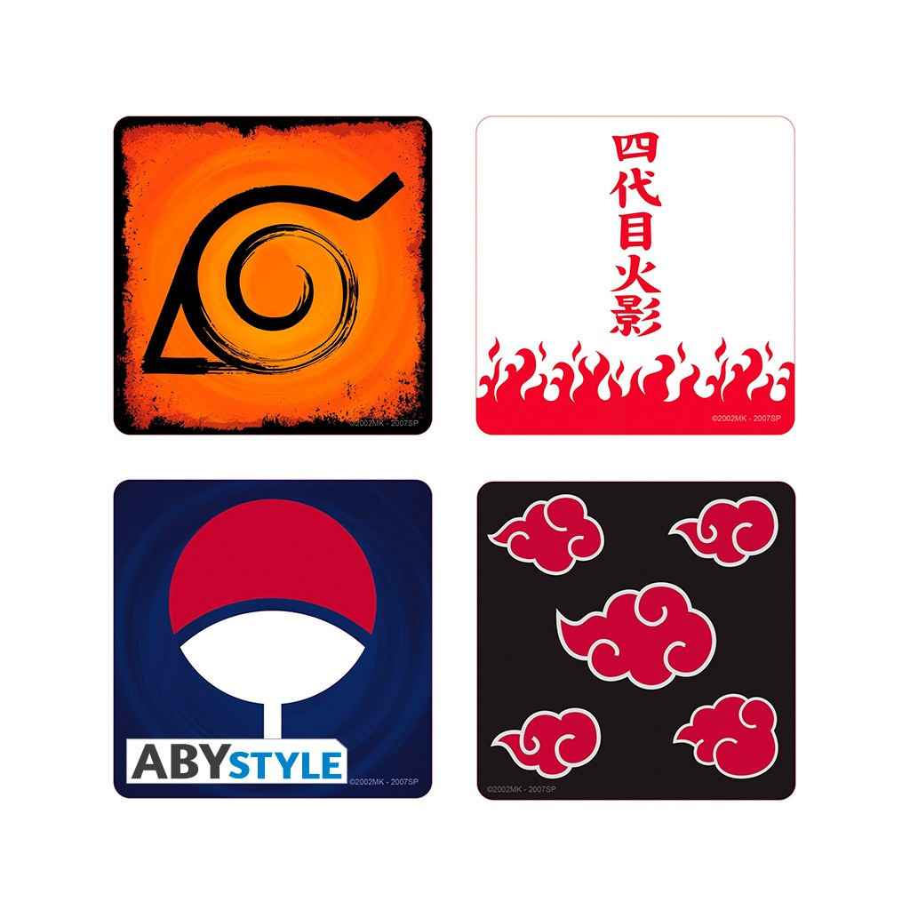 Naruto Shippuden - Set de 4 Dessous de Verre - Emblèmes