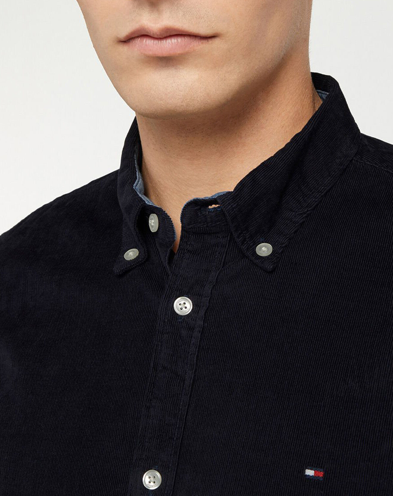 Tommy Hilfiger Chemise Slim en Velours côtelé Flex Corduroy bleu marine