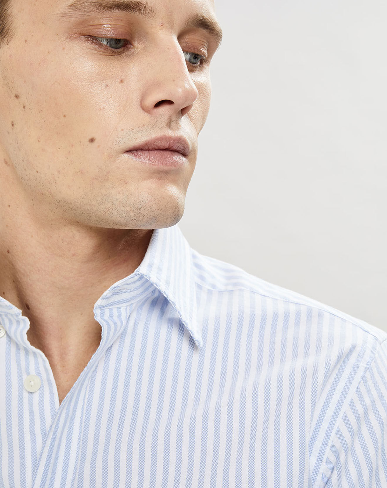Hackett London Chemise en coton épais Slim Fit Bat Oxford à rayures bleu ciel