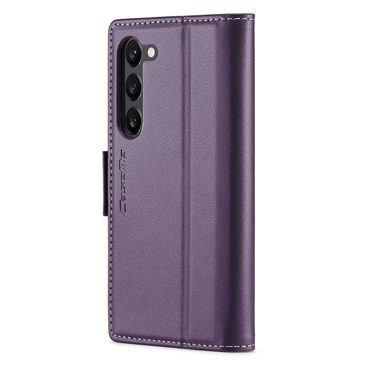 Samsung Galaxy S24 Leder Tasche Flip Wallet Etui mit Kartenfächern Litchi Look (RFID Schutz) - Violett