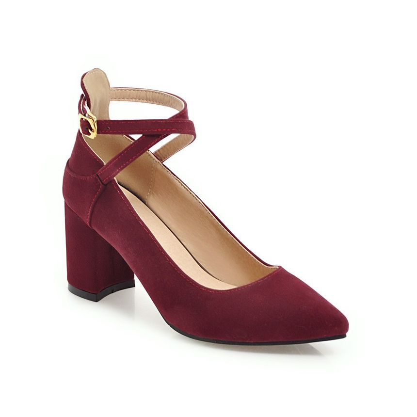Megan - Pumps met enkelbandjes en puntige blokhak