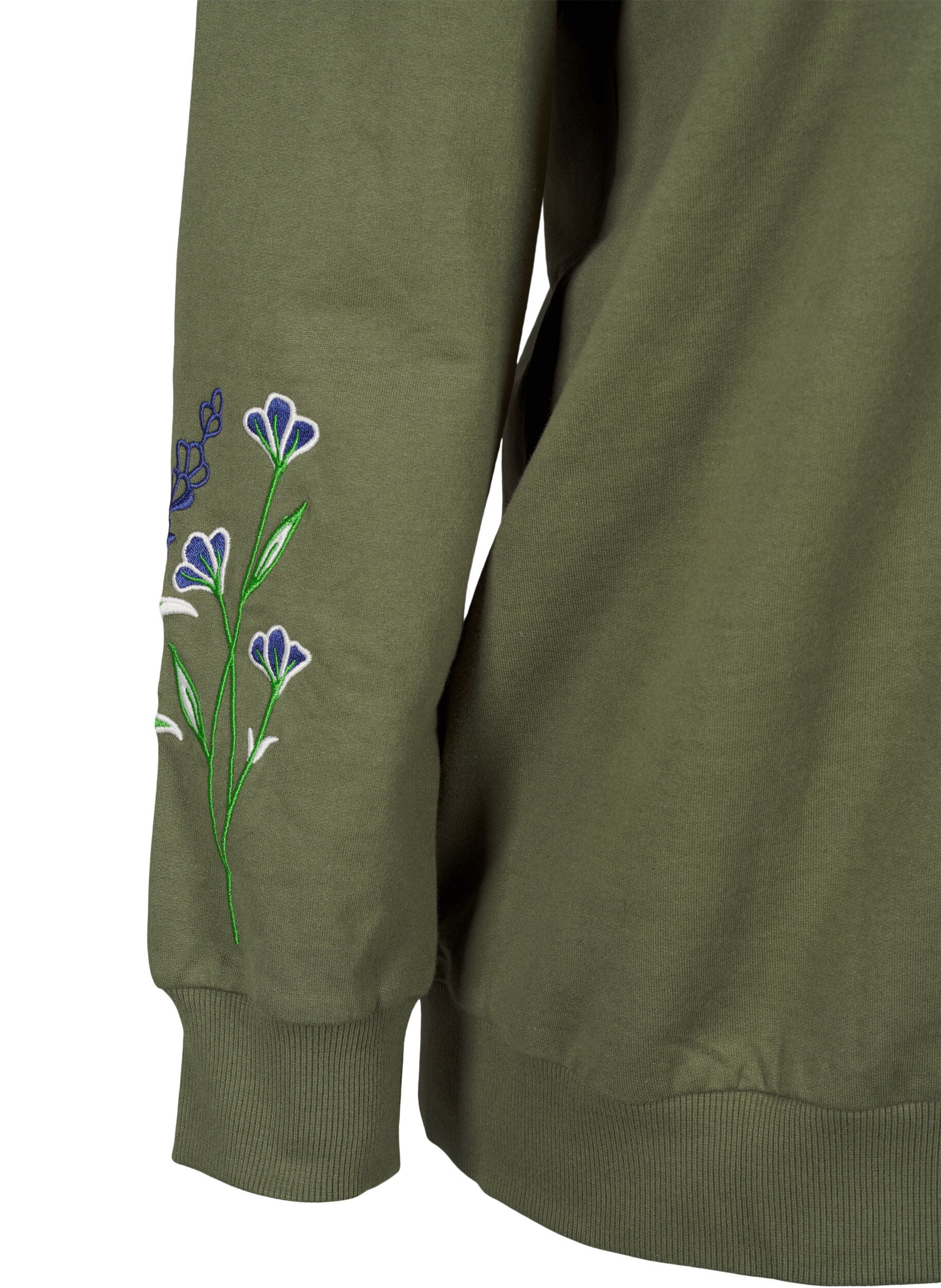 Sweatshirt med broderede blomster