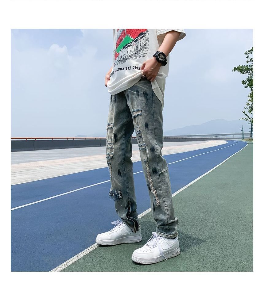 Oakjam - Versleten Slim Fit Jeans